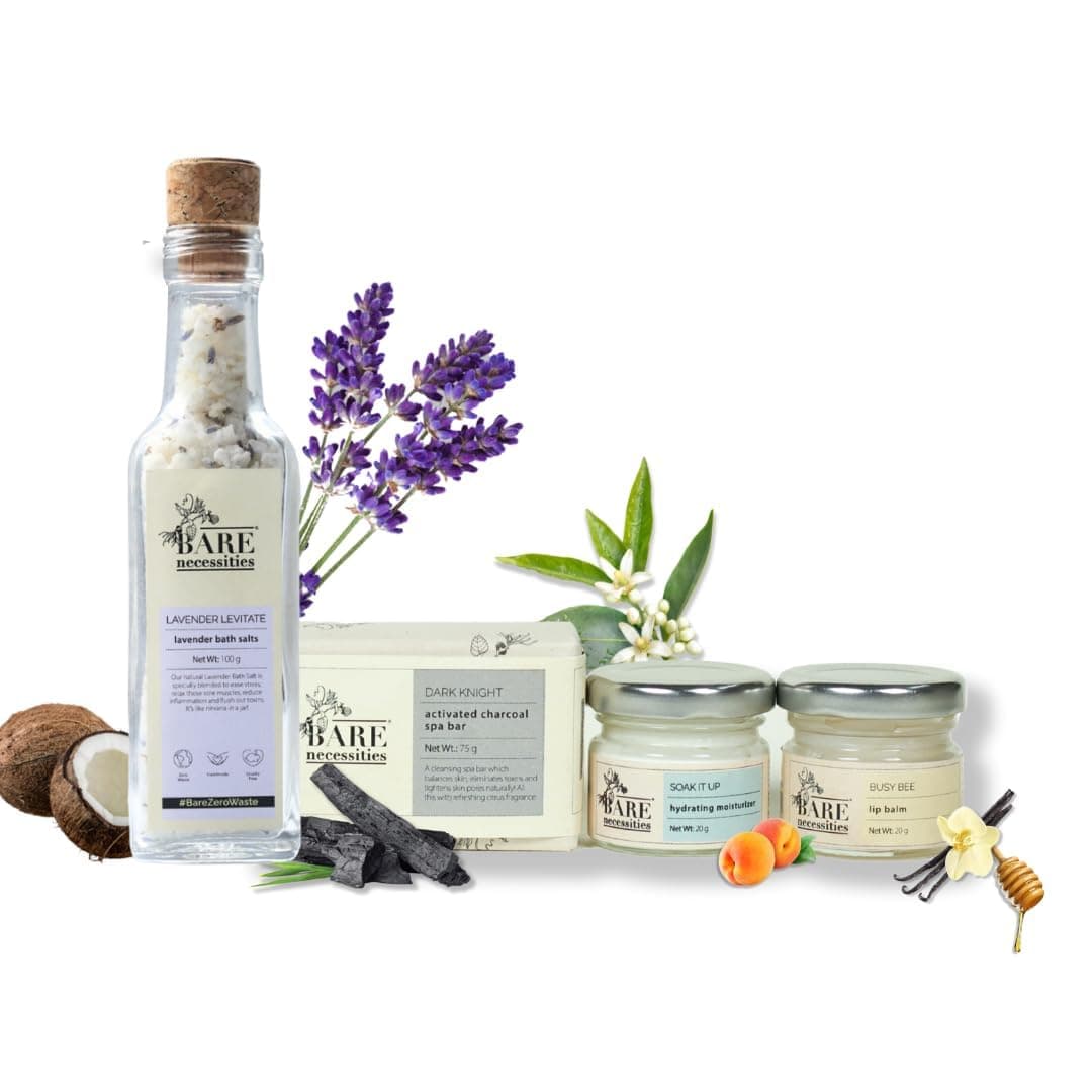 Unisex Luxury Spa Gift Hamper | Moisturiser, Lip Balm, Charcoal Soap & Bath Salt | Sustainable Bath & Body Gift Box