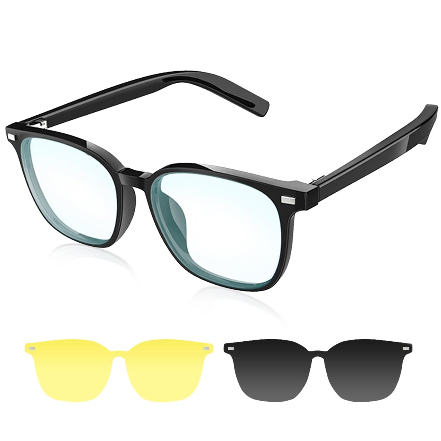 GenXenonSmart Glasses, Bluetooth Audio Glasses for Men Women with Night Vision and Polarized Magnetic Lenses, Remote Shooting, Voice Assistant, Wireless Sunglasses for