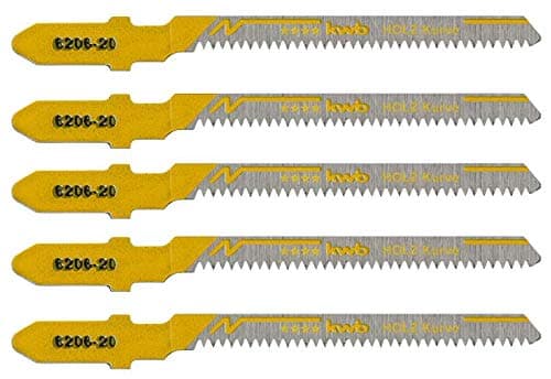 kwb6206-25 Jigsaw Blades, Woodworking, Single camshaft, Kurve (Profi-Pack 5 Stk.)