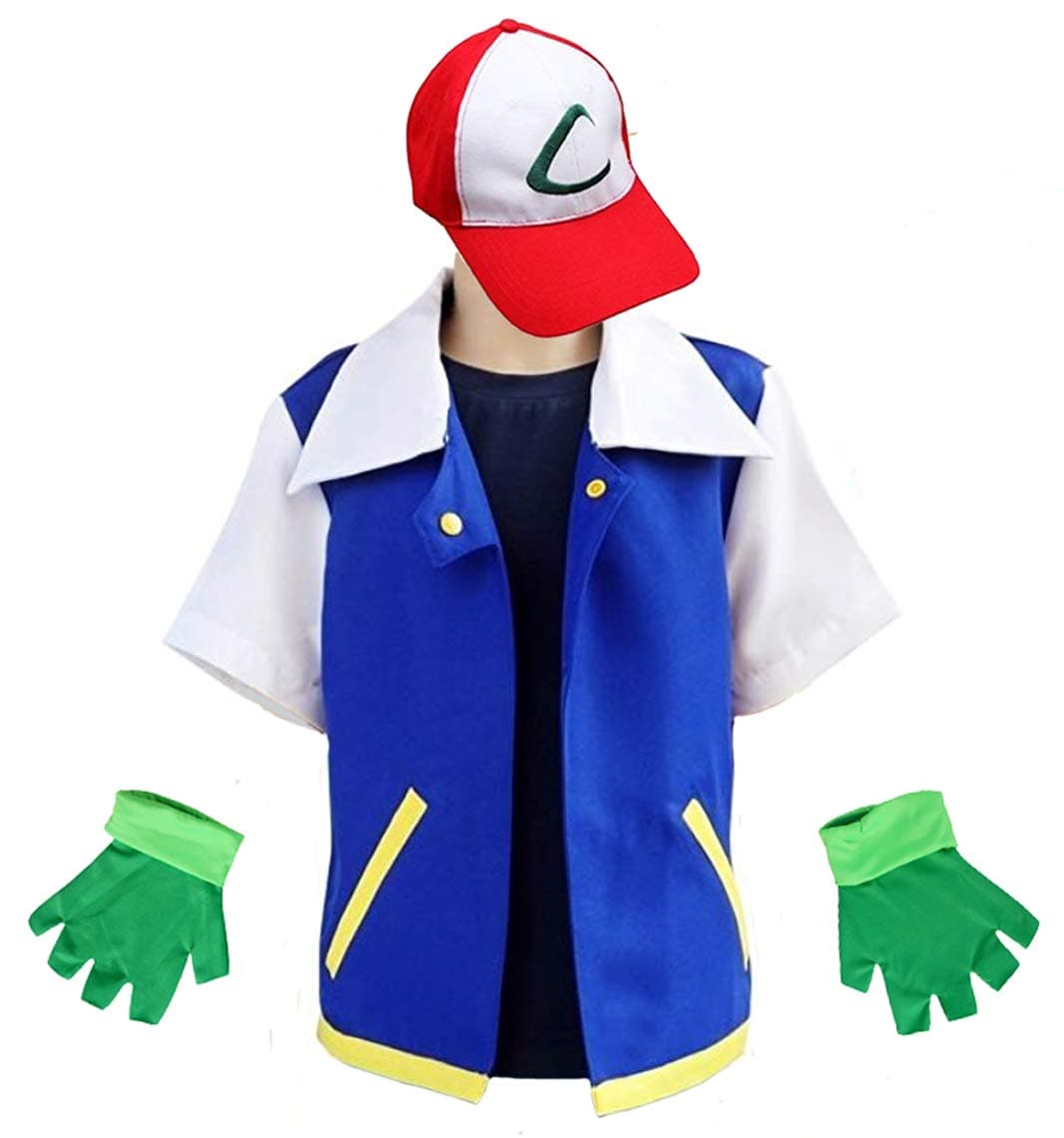 MUFENG Cosplay Costume for Adult Kids,Halloween Hoodie,Jacket Gloves Hat Sets for Trainer (120 for 6-7T, Blue)