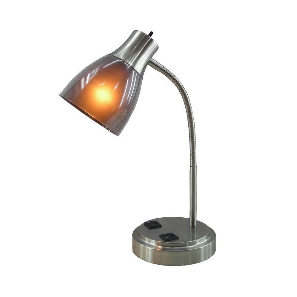 GP3-796 13W CFL Desk Lamp with Two Electrical Outlets on the Base Mount