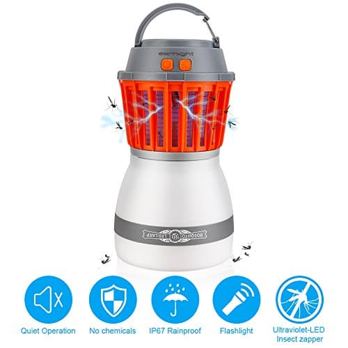 exmight Waterproof Bug Zapper Mosquito Killer Lamp Outdoor 2 in 1 Rechargeable Zapper Camping Tent Lantern for Home and Traveling