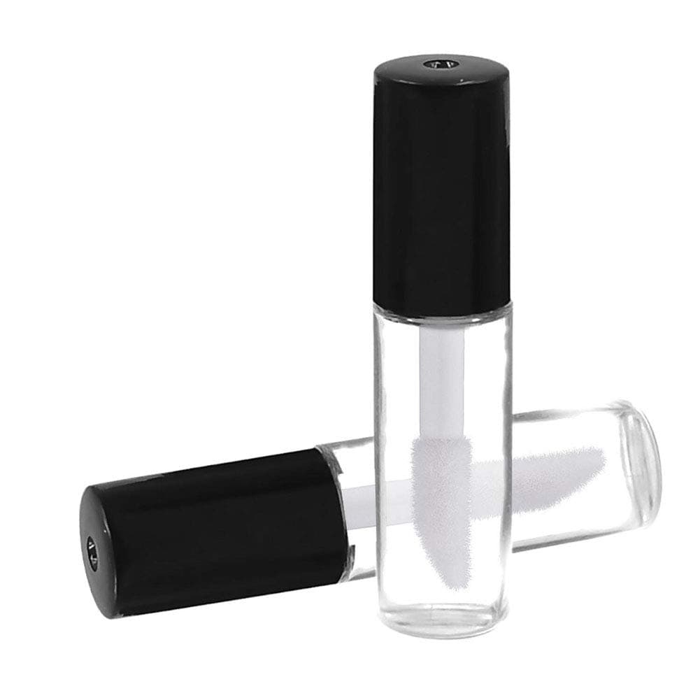 12Pcs 1.2ML Black Lid Mini Clear Empty Refillable Lip Gloss Tubes with Internal Lip Brush Lip Balm Oil Containers Lipstick Sample Bottles Vials Dispensers for DIY Makeup