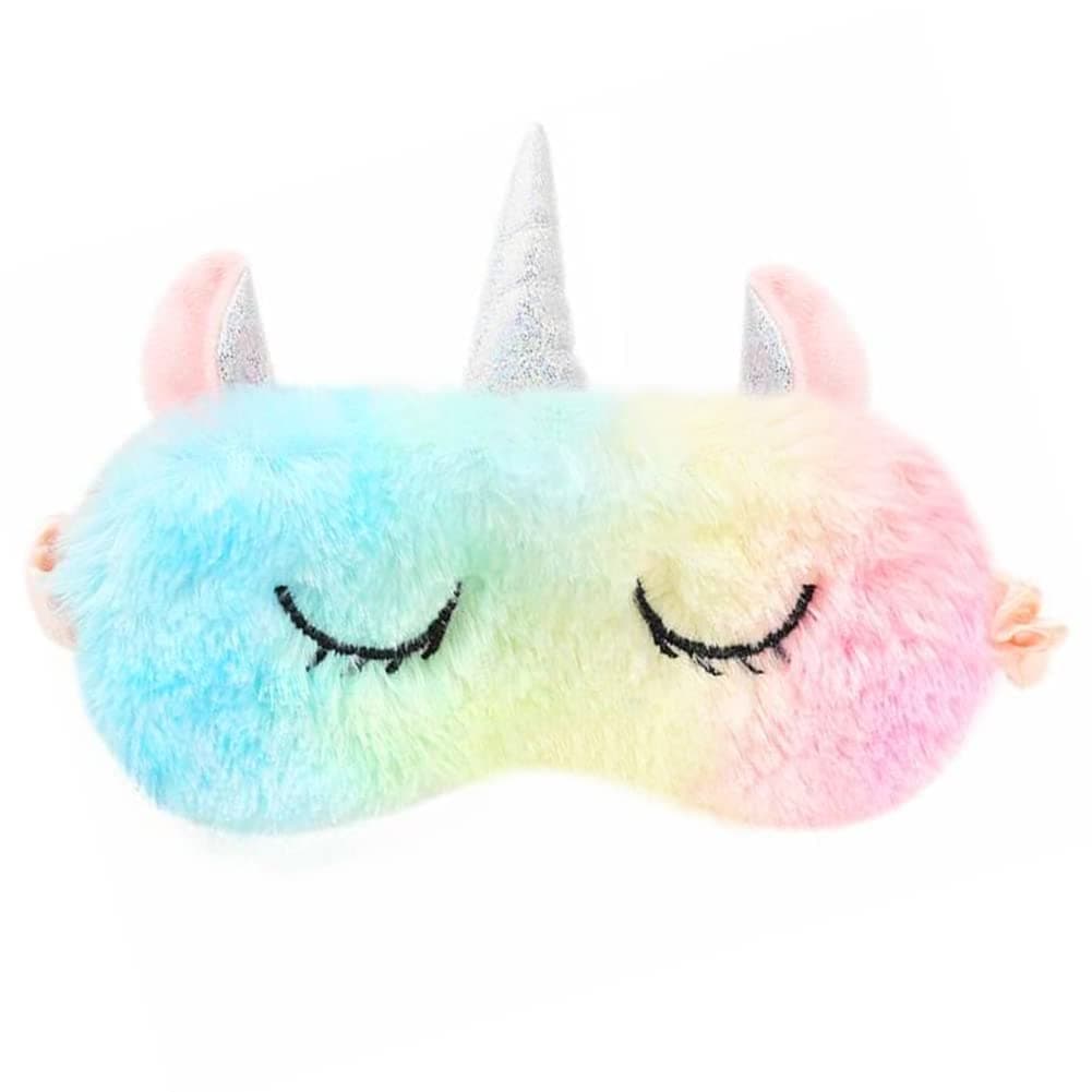 Sleep Eye Mask, Colorful Unicorn Sleeping Mask Eye Mask for Girls Boys Women, Shinywear Cute Animal Fuzzy Sleep Mask, Funny Plush Eye Mask for Sleeping