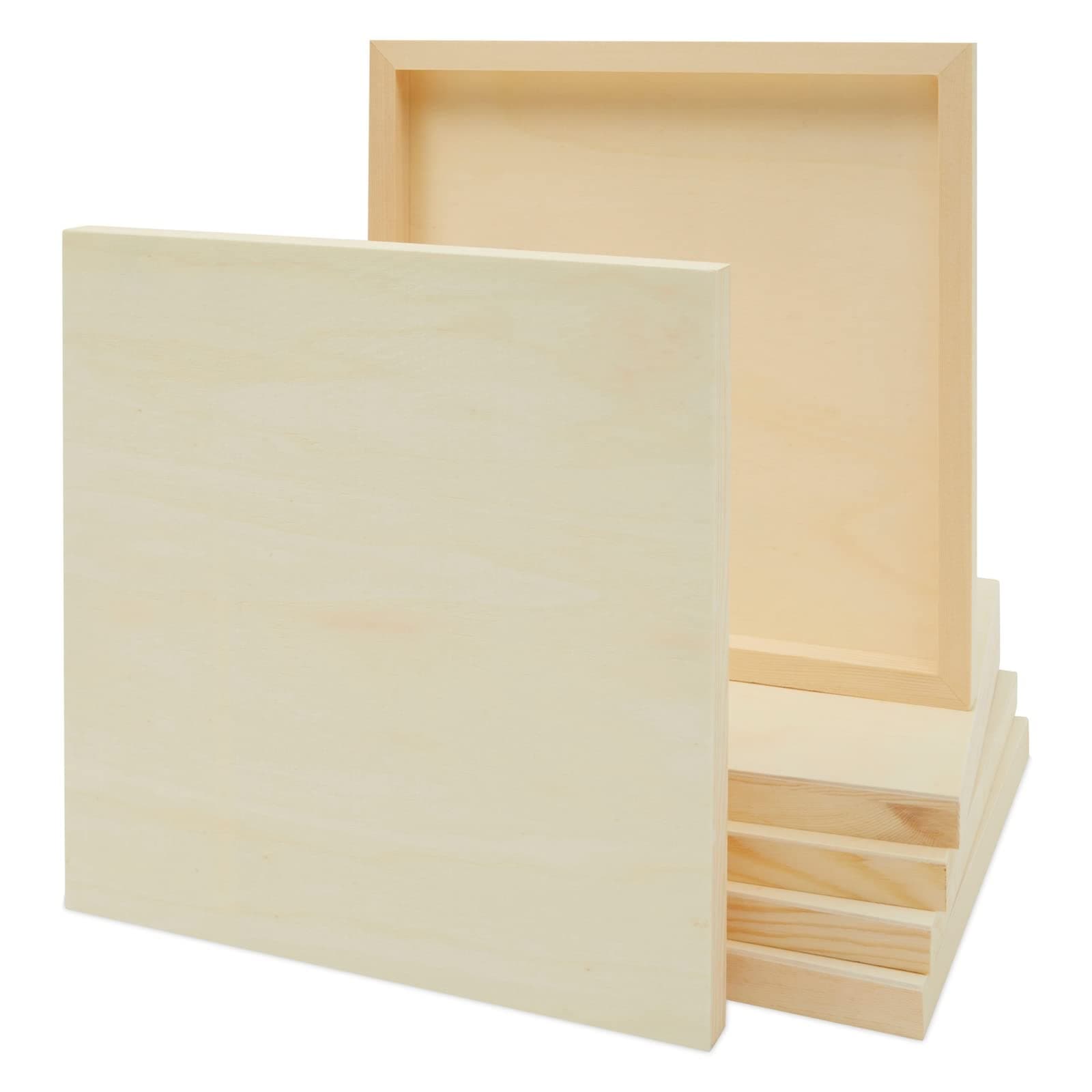 Bright Creations Wood Squares for Crafts - 12 x 12 in, 6 Pack, Unfinished Pine - Painting Panels & Cradle Boards for Art - Wood Art Panels