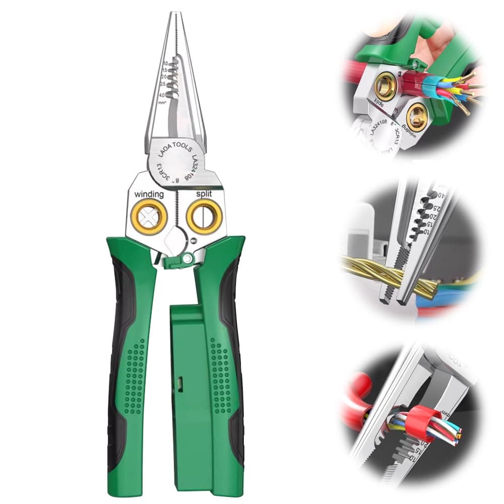 7 in 1 Multi-Function Wire Stripping Pliers, 2024 Upgrade Multi-Functional Wire Stripper Scissors, Professional Wire Stripping Tool Electrical Pliers for Stripping Cutting Crimping (1)