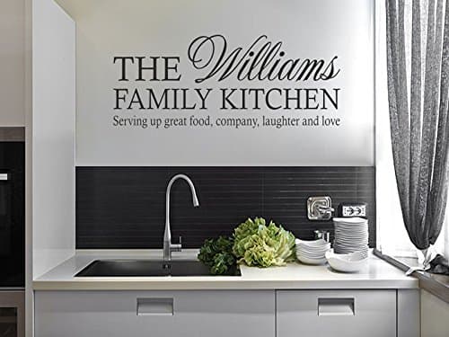 Personalised Family Kitchen Wall Art Quote Sticker Vinyl Decal PVC Black Large 100cm Wide x 42cm high 40