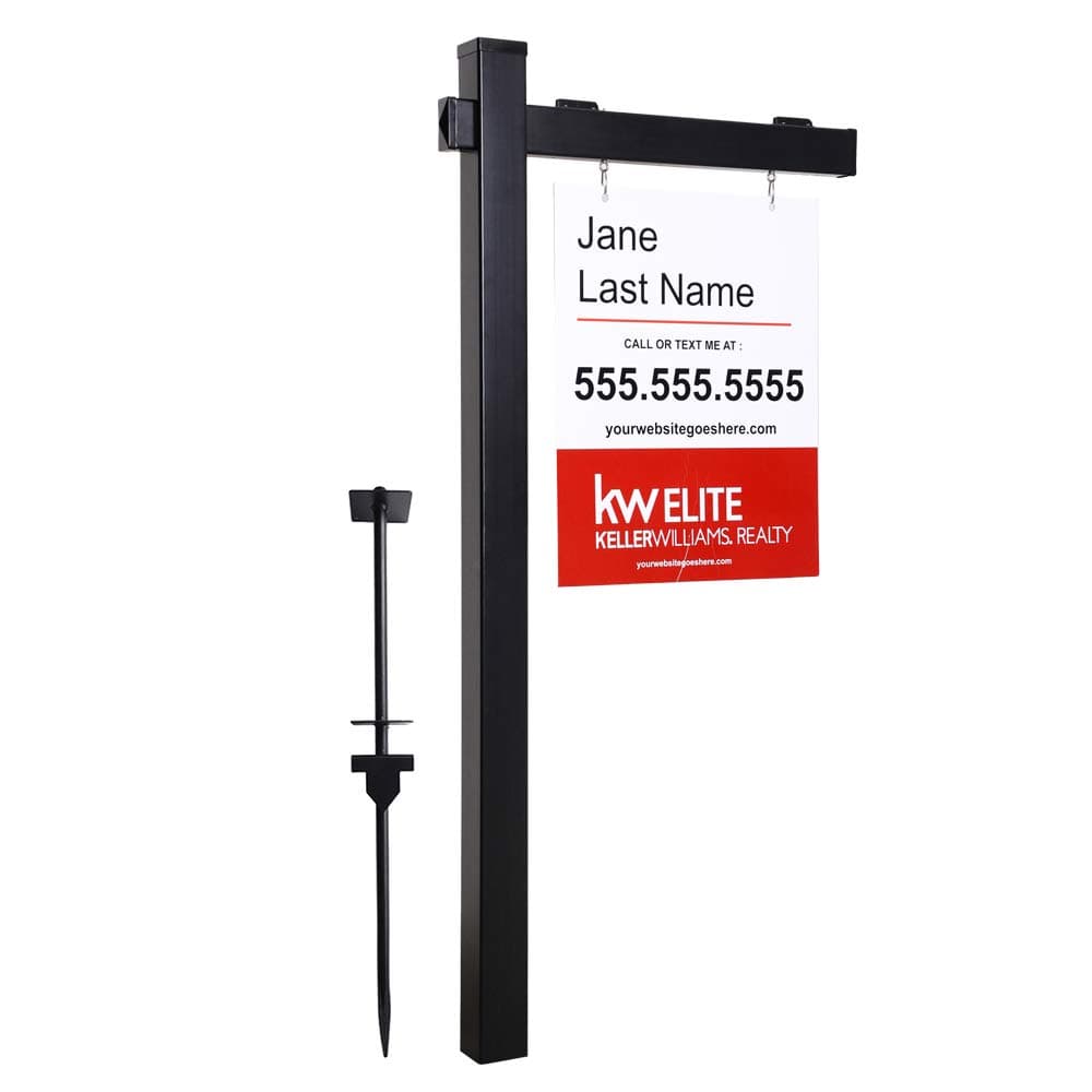 6-Feet Real Estate Sign Post with 36" Arm - Black