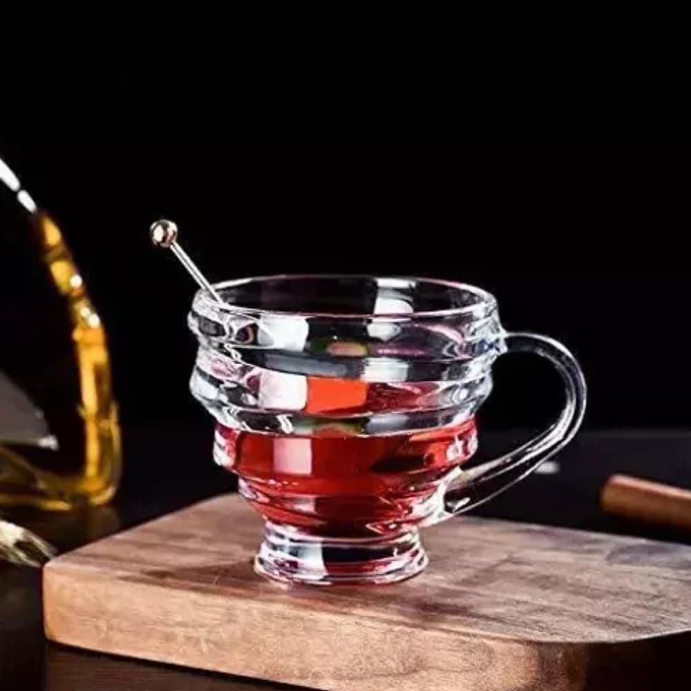 SkyKey Transparant Spiral Cups Tea and Coffee Mugs Set 180ml- (6 Pcs Set).