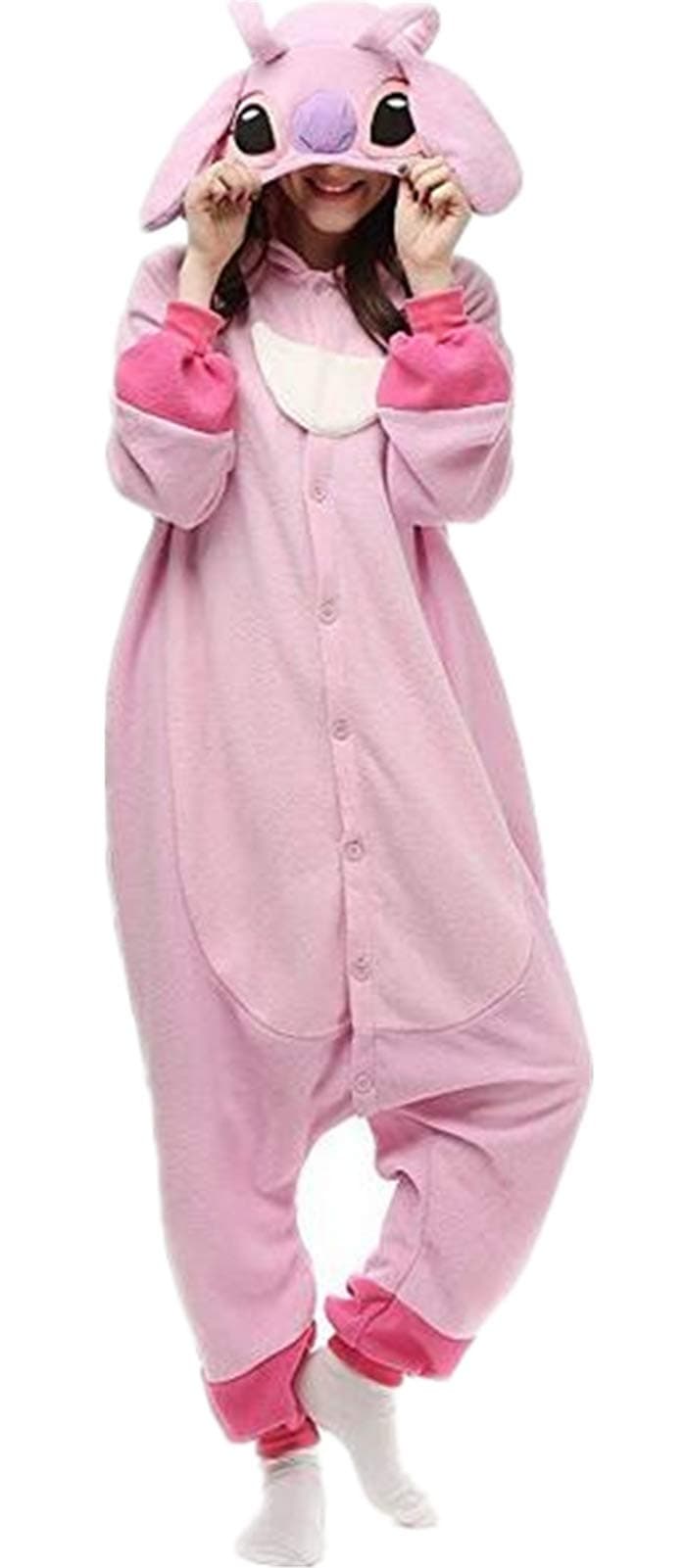 Hooded Adult Cartoon Costume Cosplay Pajamas Onesies Party Stitch Sleepwear