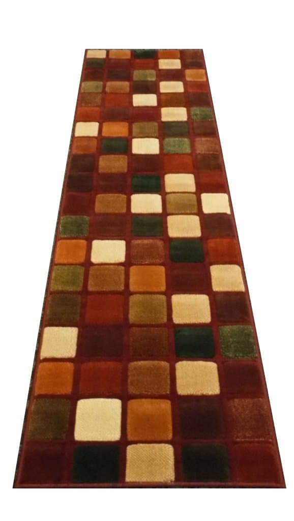 Modern Maroon Runner Rug 2 Ft. X 7 Ft. 2 In. # 556 Extacy