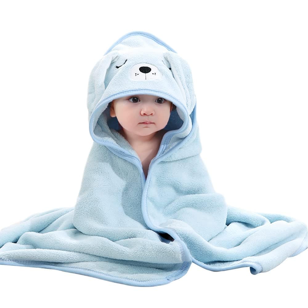 Baby Towels with Hood - Ultra Soft Hooded Baby Bath Towel, Unique Animal Design for Boy & Girl, Blue Dog
