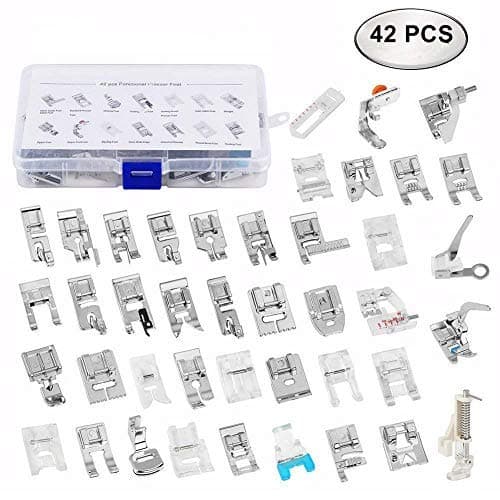 Eurlove Sewing Machine Presser Feet Kit Set 42 pcs for Brother, Babylock, Singer, Janome, Elna, Toyota, New Home, Simplicity, Necchi, Kenmore, and White Low Shank Sewing Machines