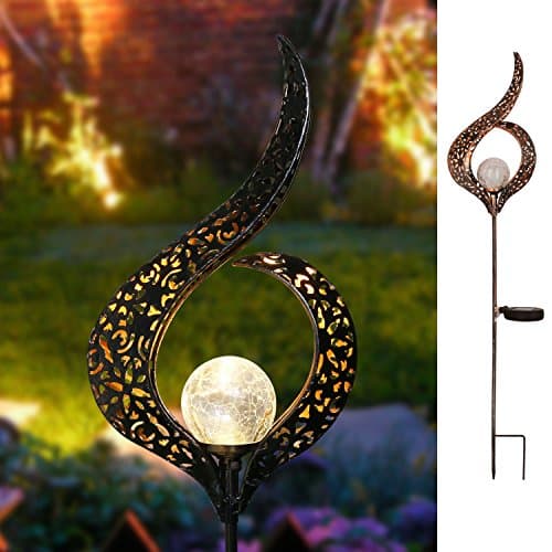 Homeimpro Garden Solar Lights Outdoor, Crackle Glass Globe Stake Lights,Waterproof LED Lights for Garden,Lawn,Patio or Courtyard (Flower.)