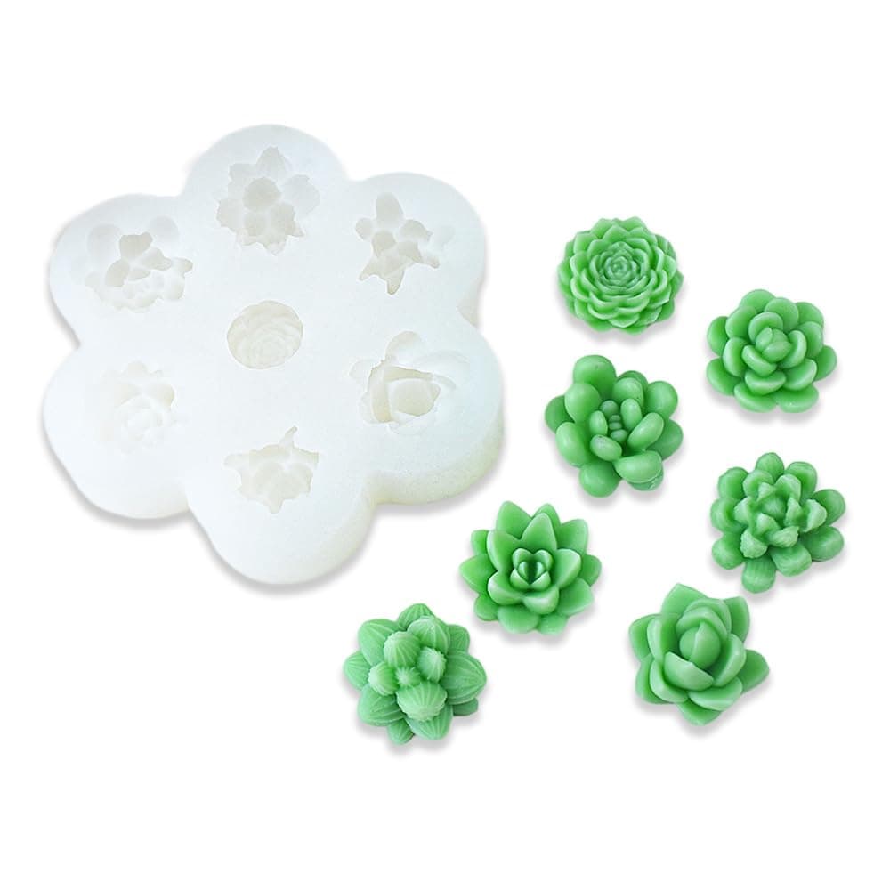 7-cavity Succulent plants shape Silicone Molds for DIY Cake Fondant Biscuit Cookies Sugar Pudding Chocolate Hard Candies Dessert Sugar Cupcake Decor