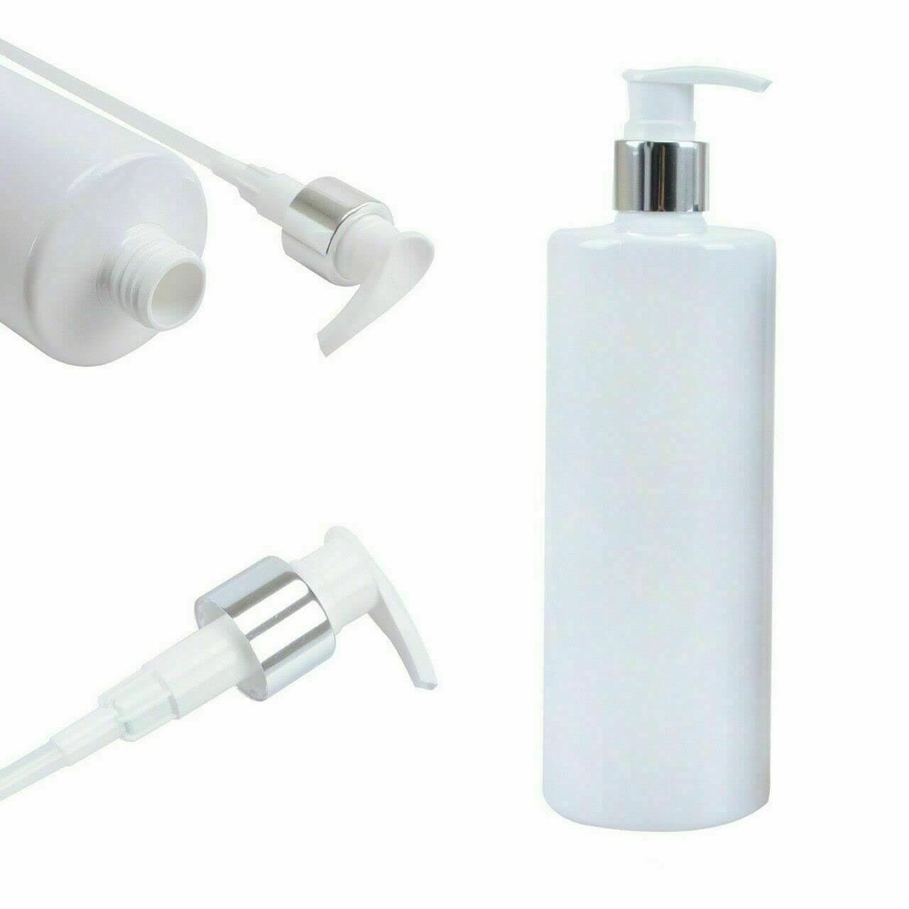 Dispenser Pump Bottles - 500ml White Plastic Bottle with Pump for Bathroom Kitchen - Reusable and Refillable Empty Bottles for Liquid Soap Lotion Shampoo (White (1 Pack))