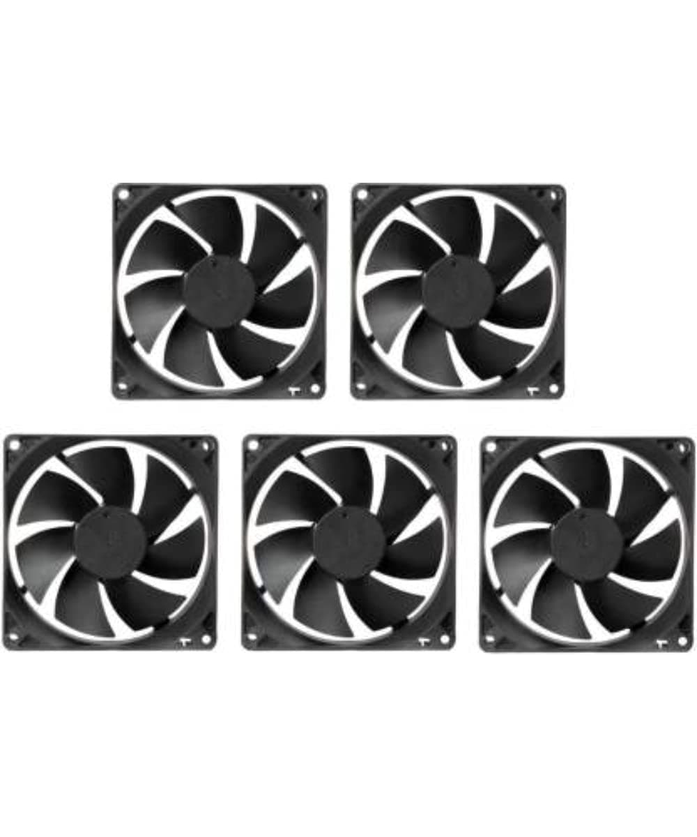 TechSupreme PACK OF 5 DC 12V Cooling Fan for PC Case 80X80X25MM Cabinet Fan 3.-Inch Square Cooler (Black)