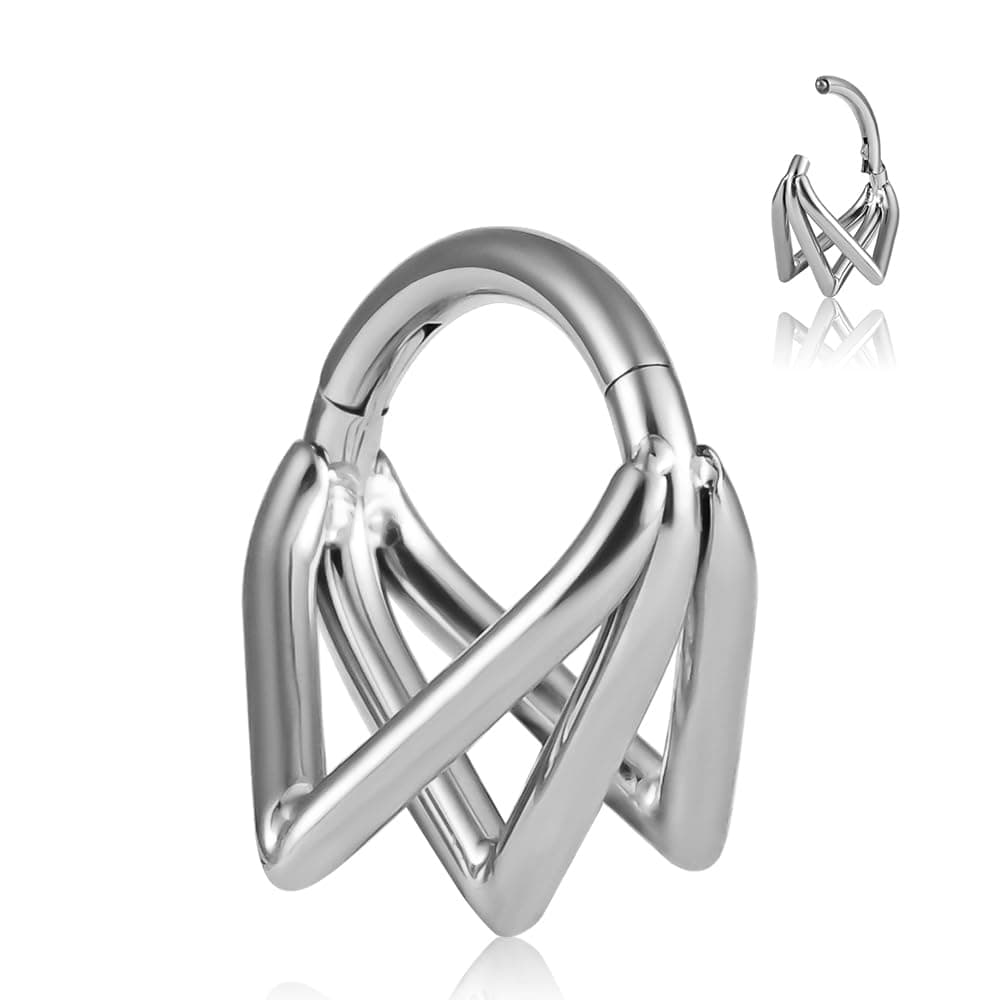 Vankula Titanium Septum Ring Hoop for Women and Men, 16G/8mm Segment Nose Rings Piercing Jewelry, Hypoallergenic Cartilage Clicker Hoop Earrings for Daith, Tragus, Rook