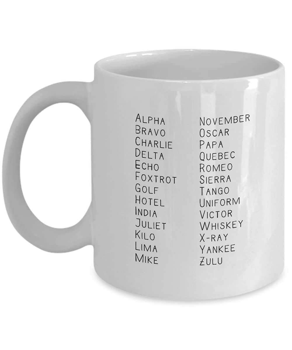 Phonetic Mug, Alphabet Mug, EMS Week Gifts, Gifts For Military Pilots Air Force Office Staff Customer Service Tech Support Special Forces, Phonetic Alphabet