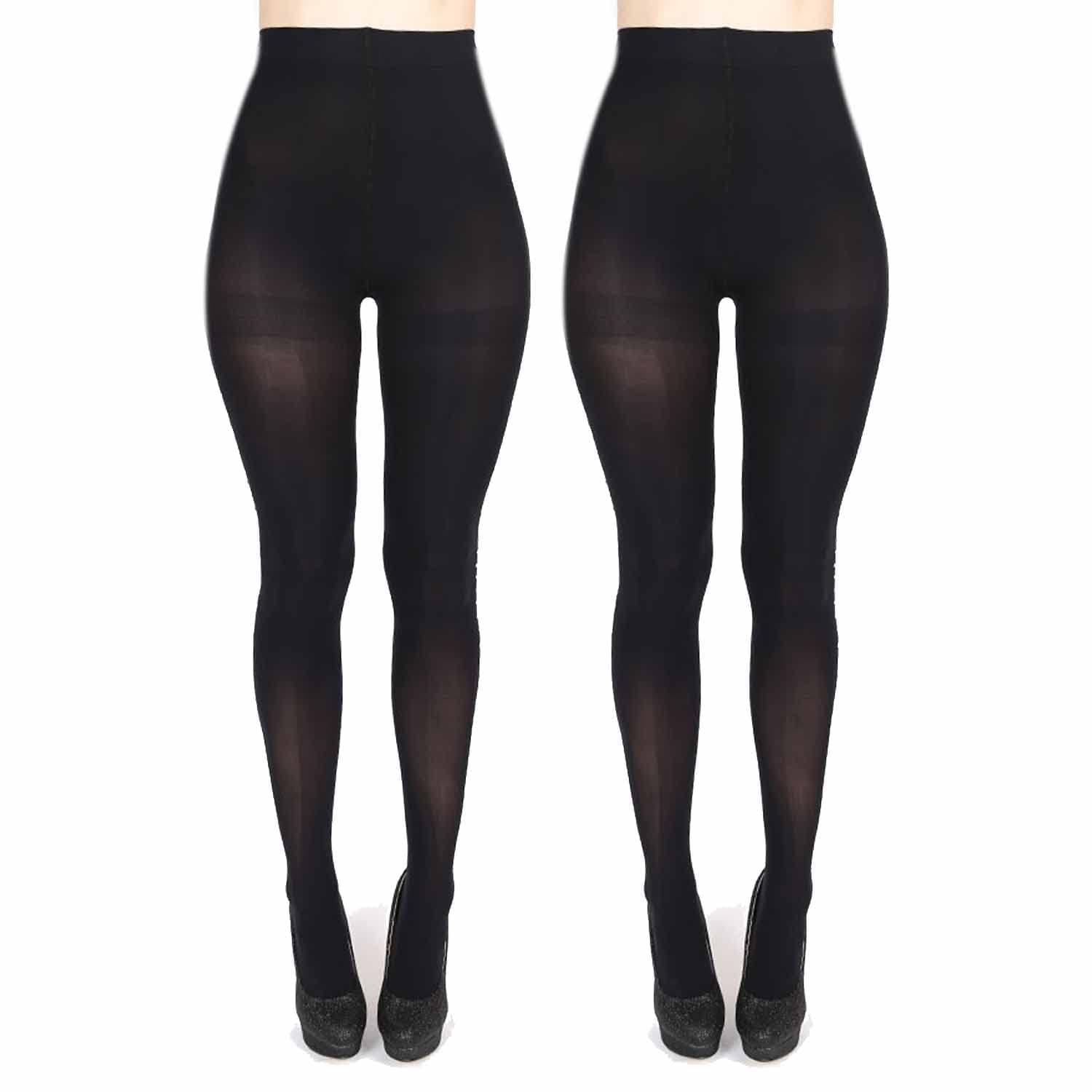 Tights Black 2 Pack Women Plus Size Opaque Tights UK size 8-22