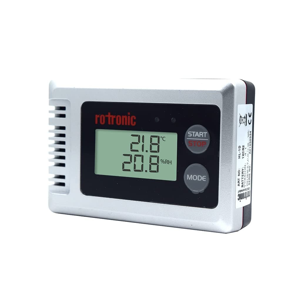 Temperature Humidity Data Logger(Range: -30 ot 70 °C) for Pharmaceuticals, Warehouse, Food Industries, Cargos, Blood Banks Model: Rotronic HL-1D