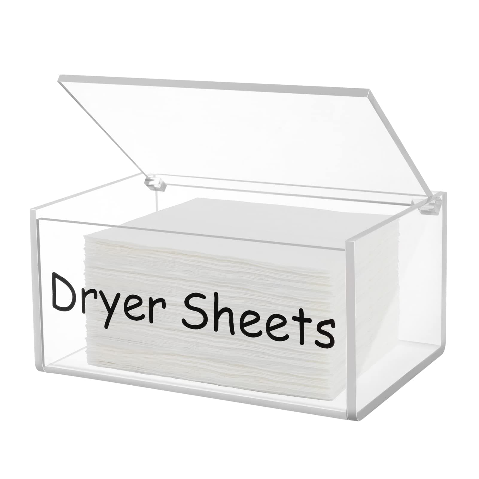Acrylic Dryer Sheet Dispenser with Lid-Modern Style Clear Acrylic Dryer Sheet Holder Fabric Softener Sheet Transparent Container Storage Box for Laundry Room Decor Storage and Organization