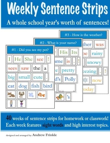 Weekly Sentence Strips: A whole school year's worth of sentences!: Volume 3 (Literacy Builders)