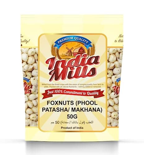INDIA MILLS Foxnuts (Phool Patasha / Makhana) 50g | Plain & Natural Lotus Seeds | High Protein | No Preservatives | Vegan Snack