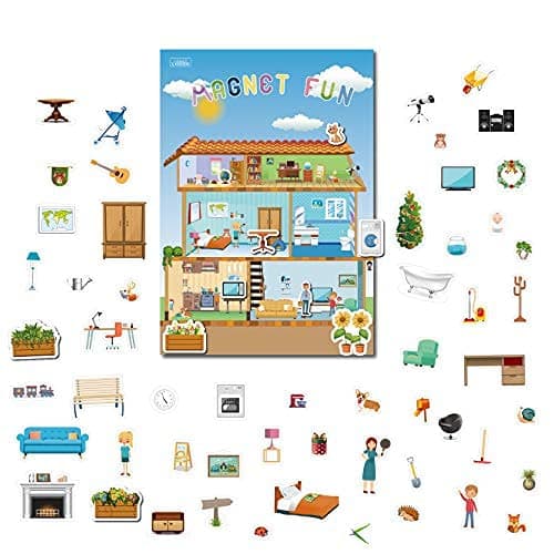 Magnetic Portable Playboard Doll House Family Magnets Learning Travel Toy (65 Pcs)