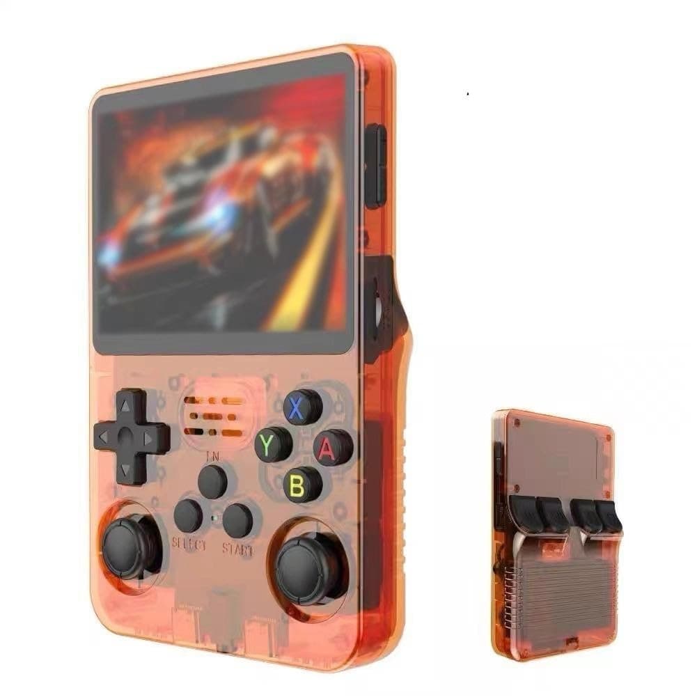 YUYQAQ Keyboy Game Console R36S Retro Handheld with 3.5 Inch IPS Screen, 128G Built-in 21000+ Classic Games, Linux System, Orange