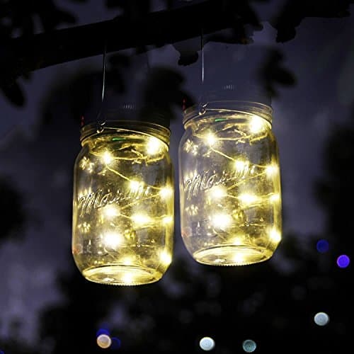 3 Pack Solar Mason Jar LED Lid Insert, Mason Jar Solar 10 LED String Light, Fairy Lights Lids Insert for Wedding Christmas Holiday Party Mason Jar Decor, Patio Garden Path Decoration Lights Warm White