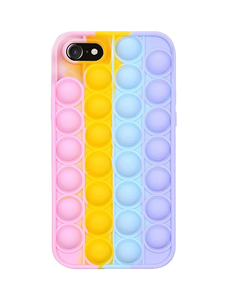 SDTEK Case Compatible with iPhone SE 2022/2020, iPhone 7/8 / 6s / 6, Bubble Fidget Pop Soft Silicone Phone Cover (Rainbow)