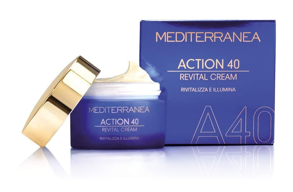 Mediterranea - Action 40 Day and Night Face Cream with Hyaluronic Acid, Ribose, Olive Oil, Maca and Ginger, Anti-Aging Wrinkle Effect - Revitalizes and Brightens the Skin - 50 ml