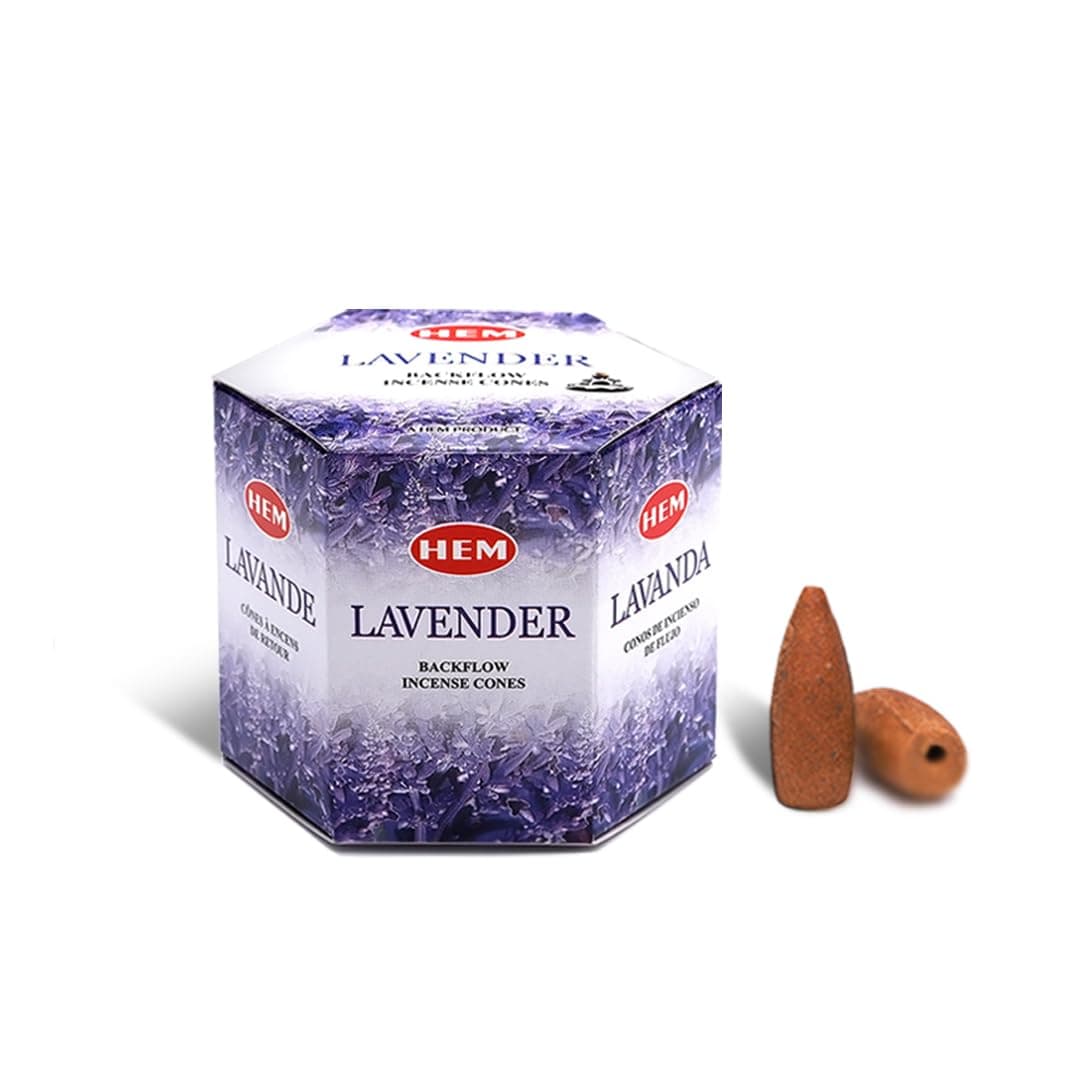 Lavender Backflow Brown Incense Cones | Long Lasting Aroma for Positivity & Pure Air | Wood Powder | Aromatherapy for Stress Relief, Air Purifier & Cleansing | Gift Set - Pack of 40 Cones
