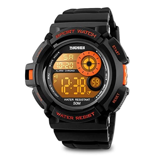 Aposon Mens Digital Sports Watch, Military Army Electronic Watches Running 50M 5 ATM Waterproof Sports LED 7 Colour Wristwatch Water Resistant with Stopwatch