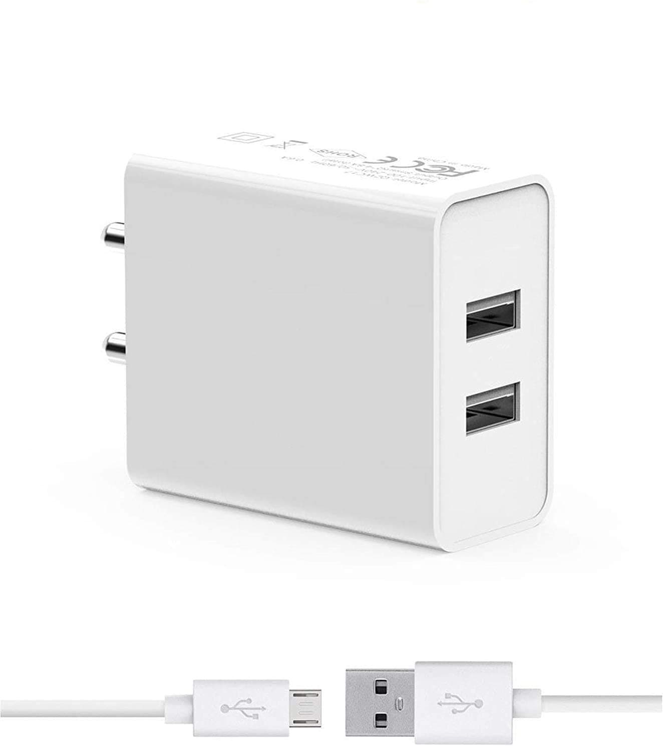 3 Amp Dual Port Mobile Charger for Samsung S8300 UltraTOUCH , S 8300 Charger Original Adapter Like Mobile Charger | Power Adapter | Wall Charger | Fast Charger | Android Smartphone Charger | Battery Charger | Hi Speed Travel Charger With 1 Meter Micro USB Cable Charging Cable Data Cable ( 3.1 Ampere, 1:B 2, White )