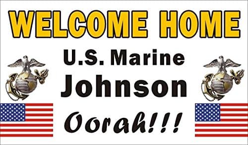 Alice Graphics 3ftX5ft Custom Personalized Welcome Home U.S. (US) Marine Corps Banner Sign