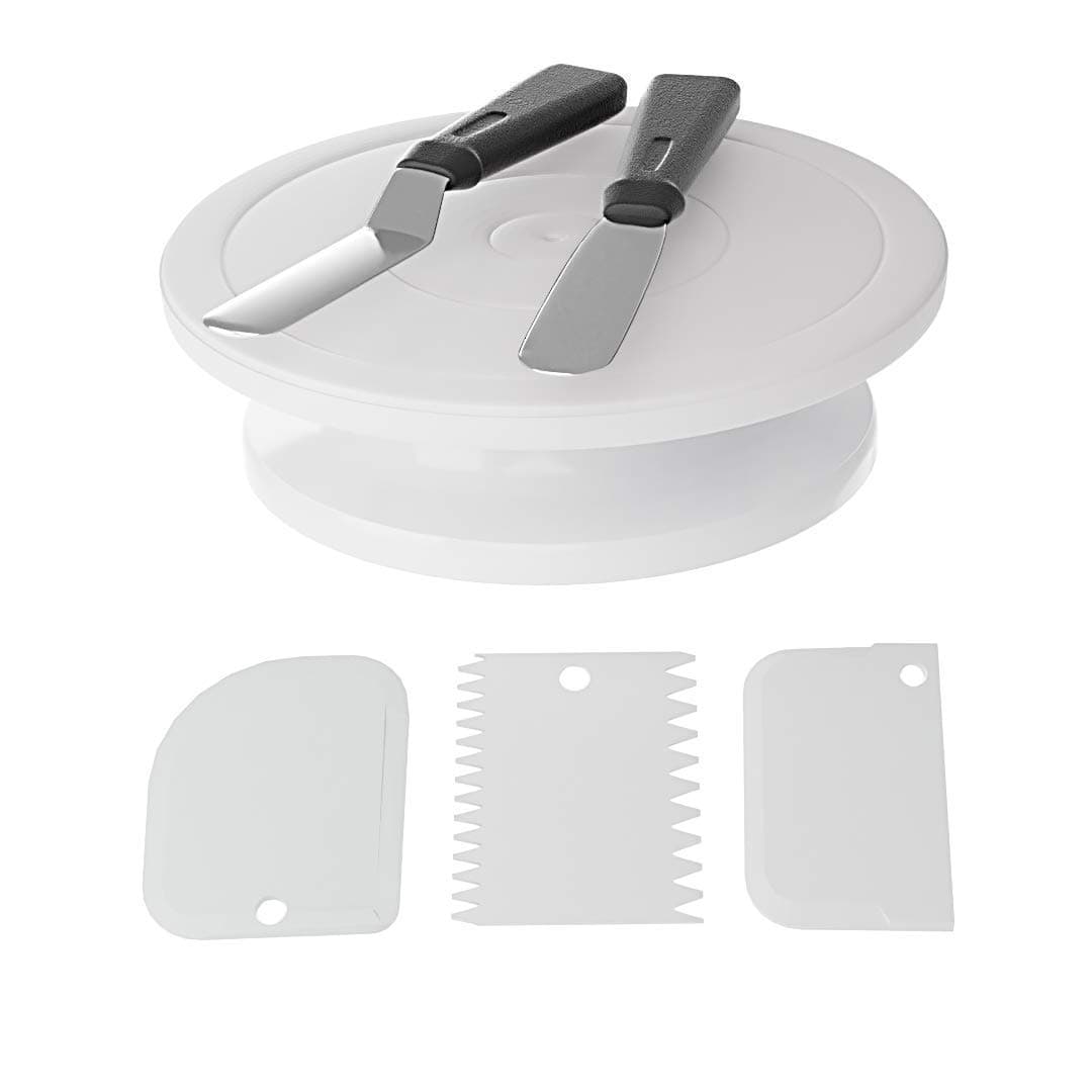 HANKANG 6 Pcs Cake Stand Set, Cake Decorating Supplies, 11 Inch Rotating Cake Turntable for Decorating, Cake Spinner, Cake Decorating Tools, Cake Decorating Kit, Gift Set Baking Supplies