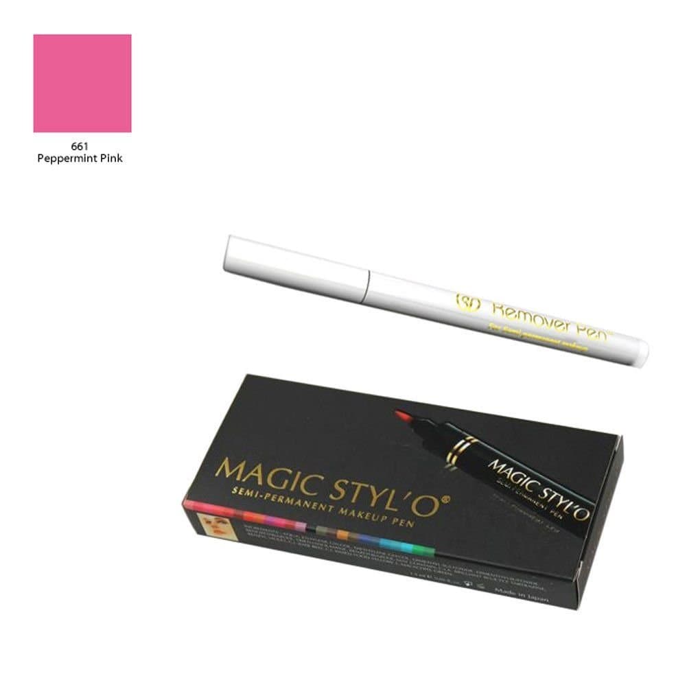 Bundle of 2 Items: Magic Stylo Semi Permanent Makeup Pen in Peppermint Pink with Remover Pen