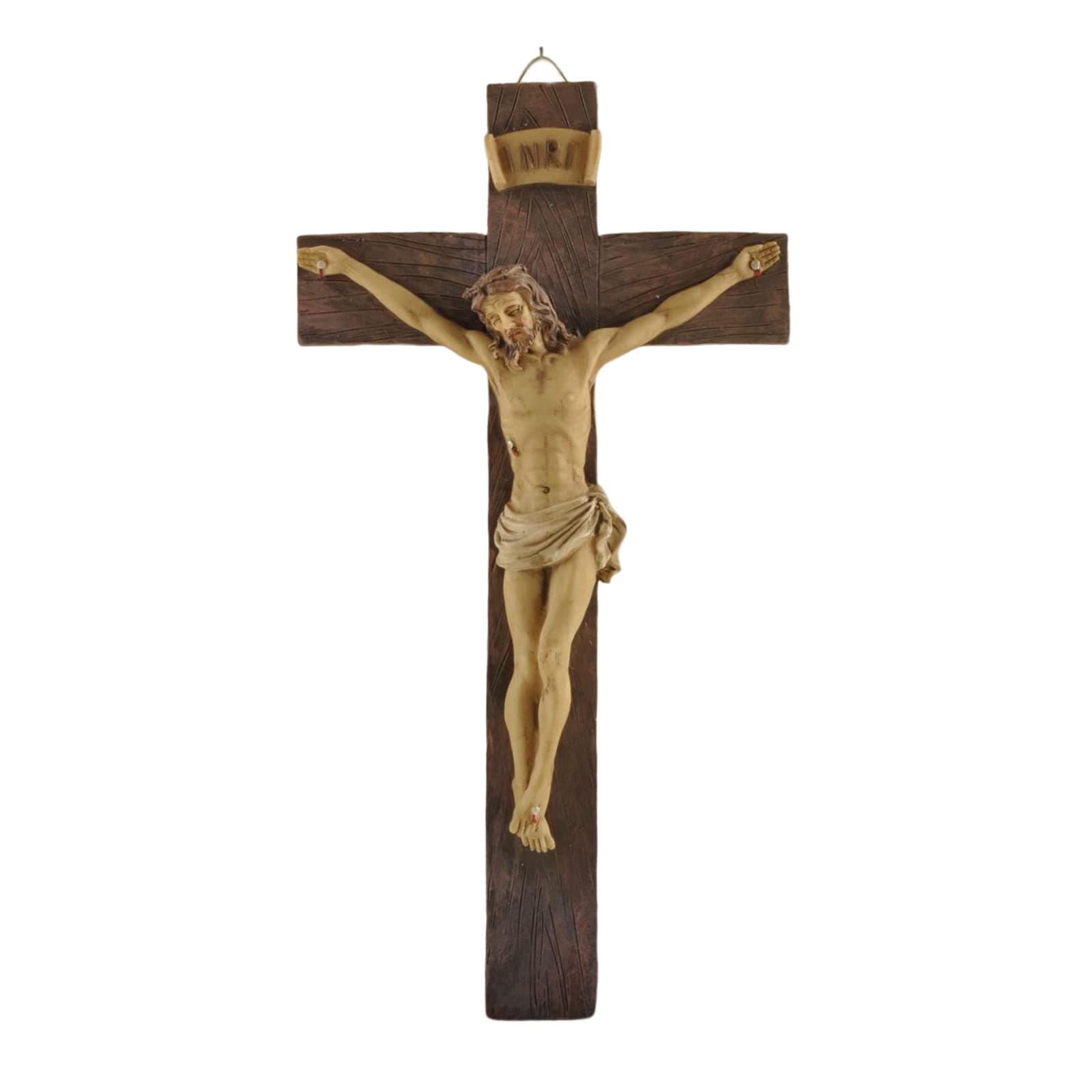 Artisan Flair Crucifix Wall Cross Resin Jesus Cross Statues Catholic Hanging Wall Decor (9.6 Inches)