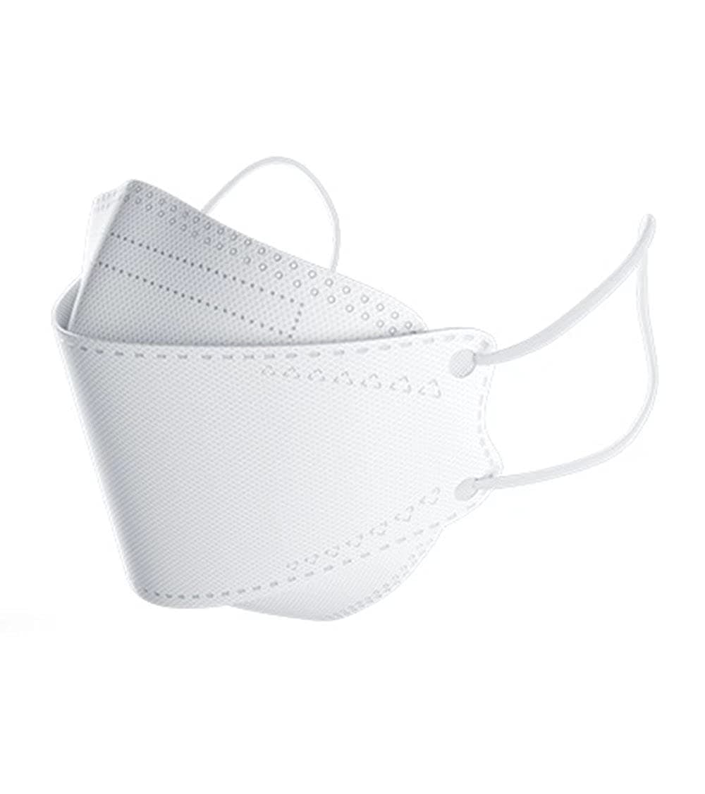 Rmaytiked 100Pcs 4-Ply KF94 white Face Masks Breathable 3D Mouth Shields Filter