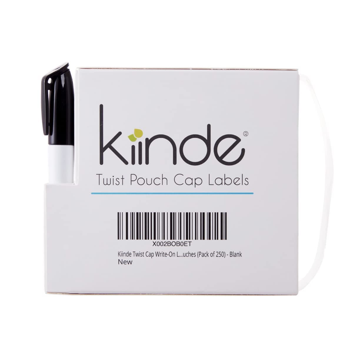 Kiinde Twist Cap Single-Use Write-On Labels for Breast Milk and Baby Food Storage Pouches (Pack of 250) - Includes Label Dispenser with Marker and Marker Holder - Blank