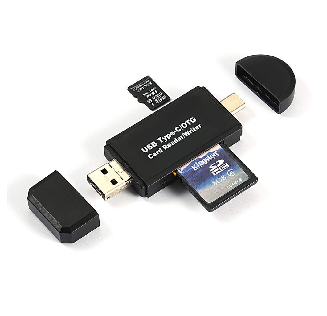USB Type C SD Card Reader,USB 3.0 SD Card Reader OTG Adapter for SDXC, SDHC, SD, MMC, RS- MMC, Micro SDXC, Micro SD, Micro SDHC Card and UHS-I Cards (Black)