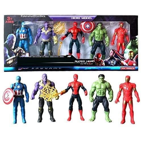 Kammateswara Super Hero Action Figure Toy Set in Action and Toy Figures for Kids(Multicolor)(Set of 5 Superheroes)