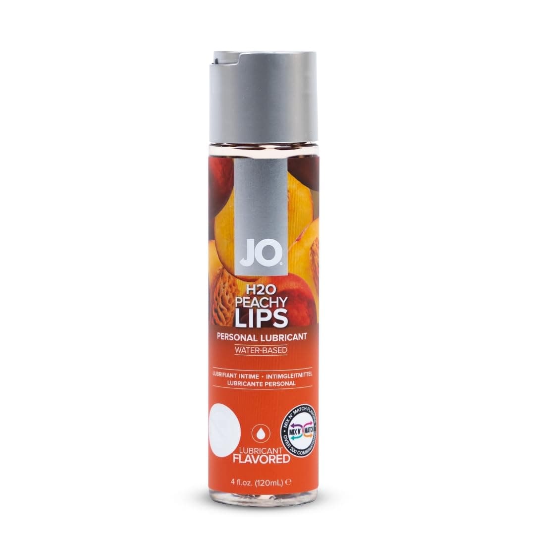 H₂O Peach Flavored Lube – Edible Water Based Personal Lubricant, Sugar Free Peachy Lips – 4 fl oz
