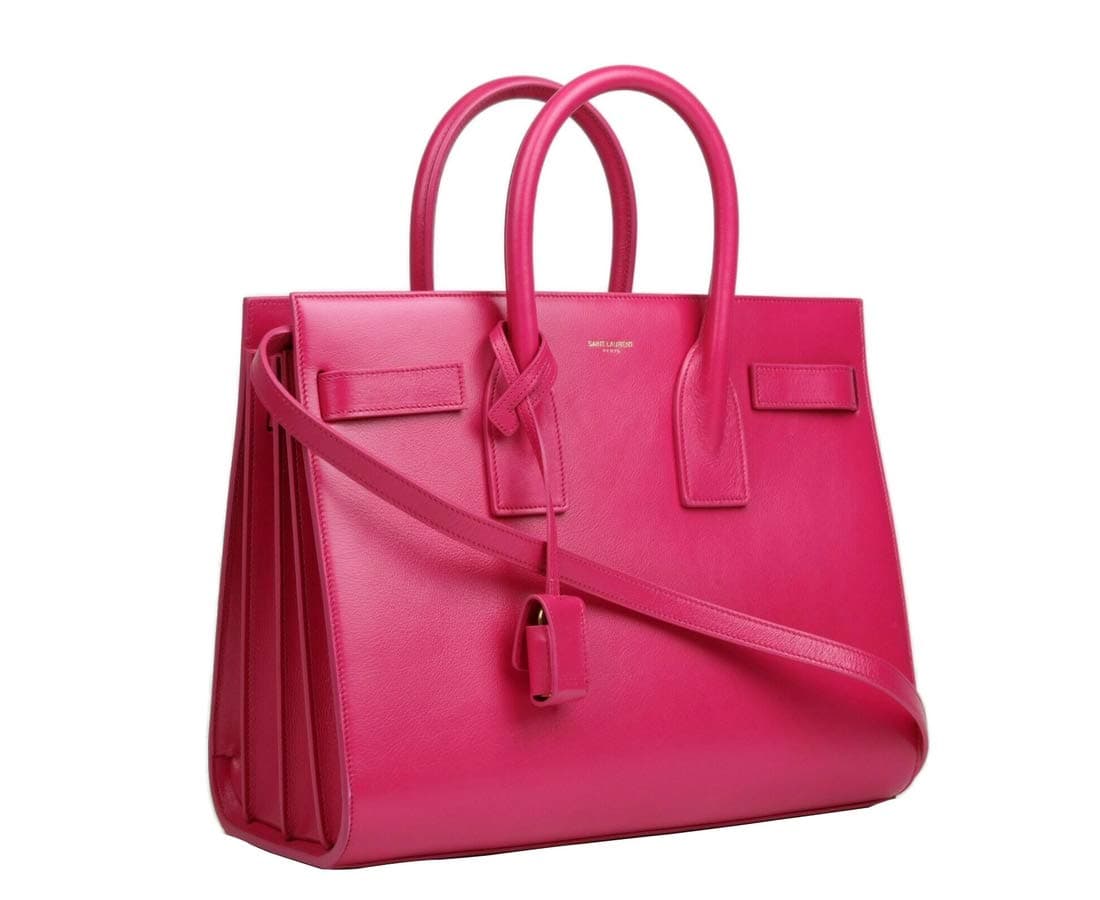 Saint Laurent Women's JOUR Hot Pink Leather Satchel Bag 355153 5623