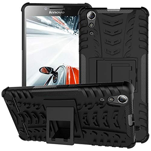 Lenovo A6000/Lemon K3 -Heavy Duty Armor Hybrid ShockProof Hard Back Case Cover -Black