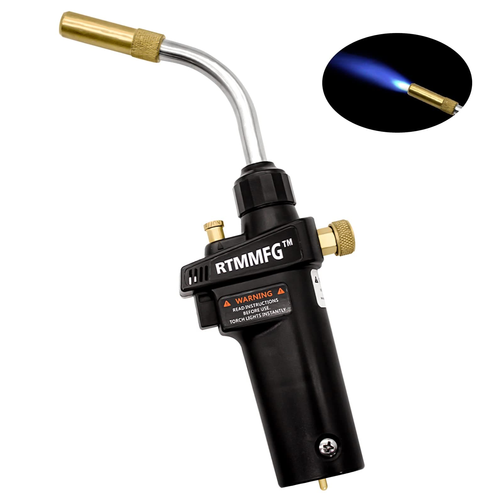 RTMMFGMAPP Propane Torch Portable Gas Torch for Plumbing, Adjustable Trigger Start Propane Torch with Safety Lock, Brazing Torch for Welding, Machine Maintenance, Barbecue, Gas Cylinders not Included
