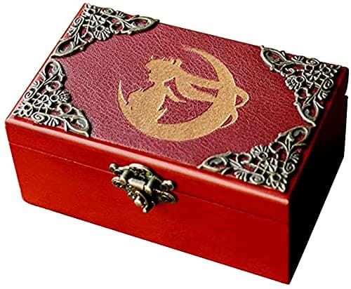 Sailor Moon Music Box Moonlight Densetsu Musical Jewelry Box 18 Note Mini Wood Wind Up Mechanism Jewelry Boxes Gift for Girls Girlfriend Boys Women Xmas Halloween Happy Birthday Anniversary Present