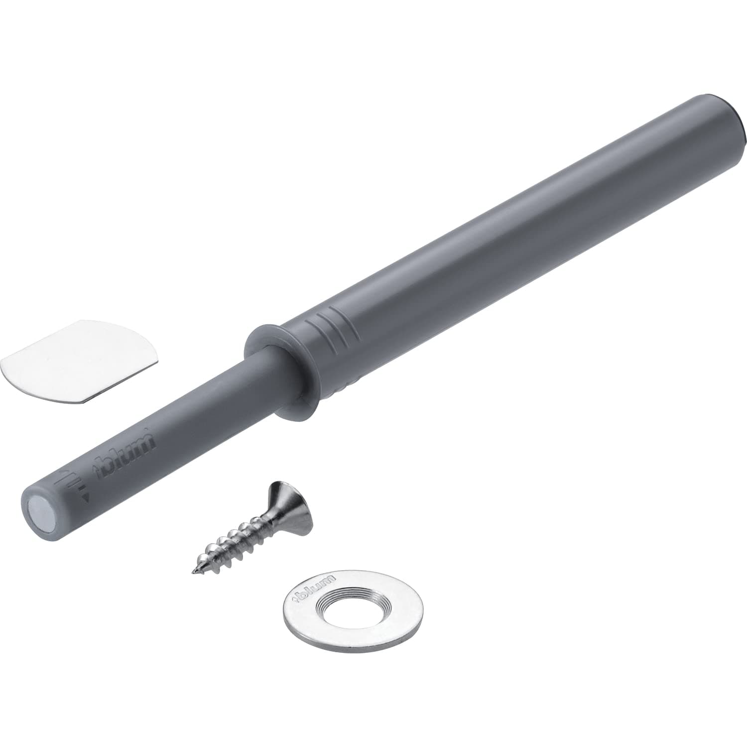 Blum 6484096 Tip On Fitting Long for Drilling Doors with Magnet Plastic Platinum Grey, Gray, Langversion